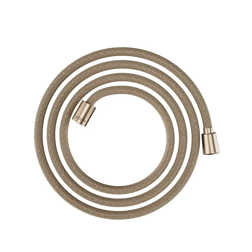 Textilbrauseschlauch in horizontale Spirale gelegt, mit konischer und zylindrischer Mutter, in einer neutralen Farbe, hergestellt von AXOR.